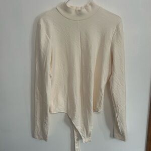 Knix Ivory Long Sleeve Mock Neck Bodysuit Women's Top